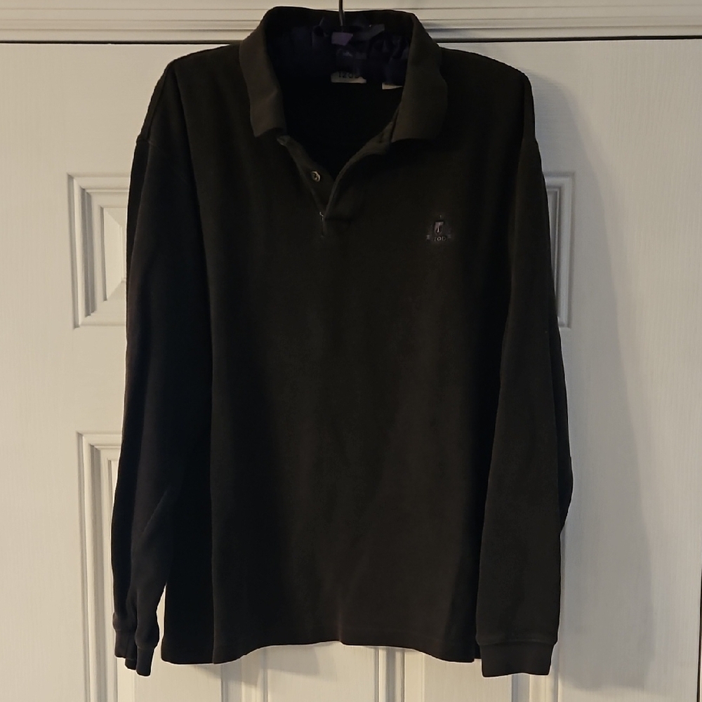 Izod Black Polo Shirt Casual Cotton Blend